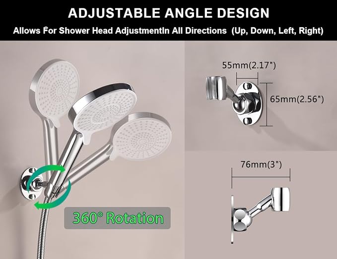 Adjustable Shower Head Holder Wall Mount, Solid Brass Handheld Shower Bracket - Image 3