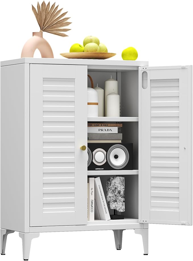 Bathroom Floor Storage Cabinet, Metal Storage Cabinet by REEMOON