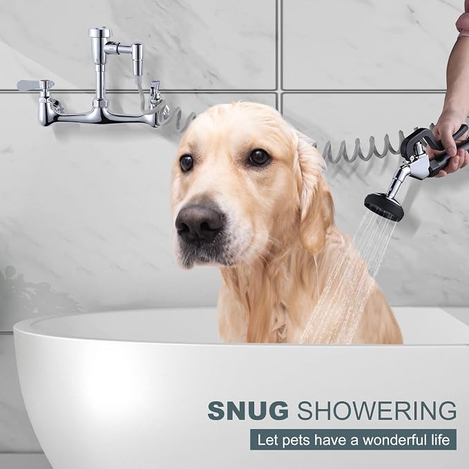 Pet Grooming Faucet, Wall Mount 8" Centers Mixing Faucet, Brass Pet Grooming - Image 3
