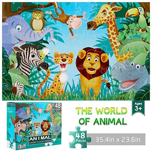 Jumbo Floor Puzzle for Kids Animal Jigsaw Large Puzzles 48 Piece Ages 3-6 for by IFLOVE
