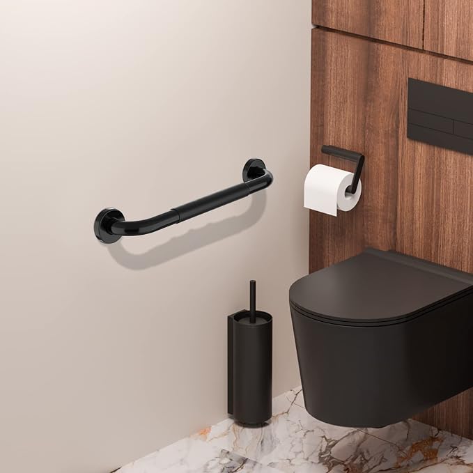 24 Inch Shower Grab Bar w/Anti Slip Rubber Grip, Munzong Black Stainless Steel - Image 5