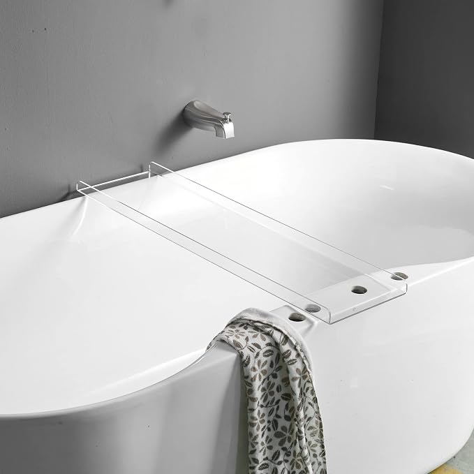 Clear Bathtub Tray Caddy, Bath Tub Rack Shelf, Luxury Bathroom Organizer Tablet - Image 7