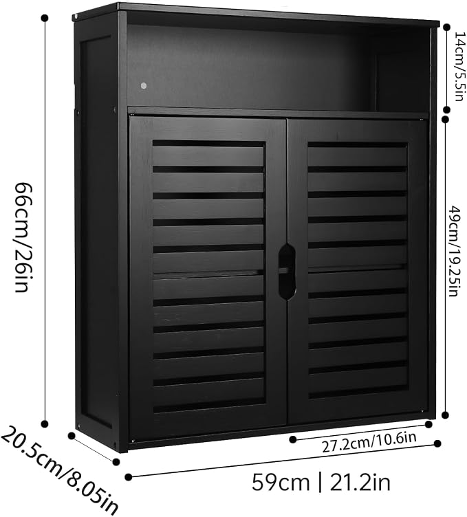 HYNAWIN Wall-Mounted Black Bathroom Cabinet - Image 3