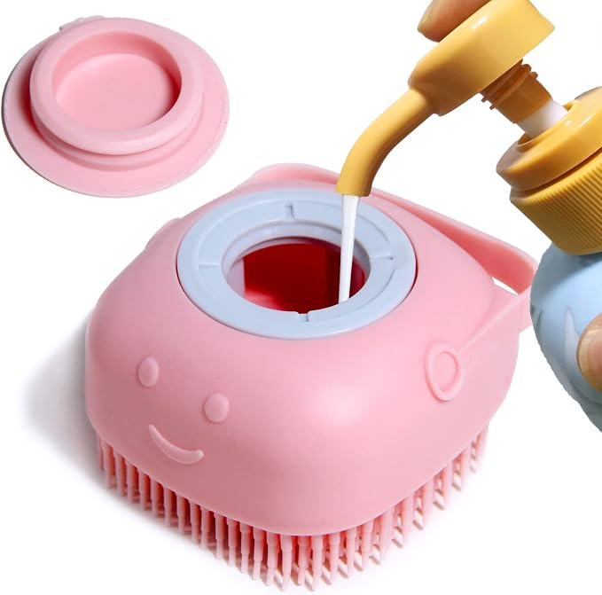 Pet Bath Brush Dog Baths Brush Shampoo Dispenser Soft Silicone Dog Bathing by Woleigiao