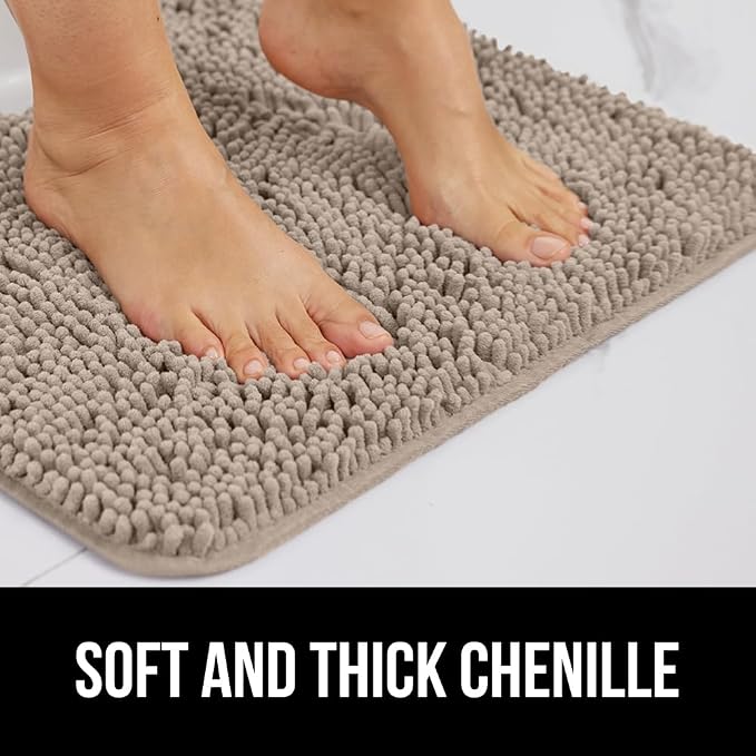 GORILLA GRIP Bath Rug Mat 54x24, Thick Absorbent Chenille, Quick Dry Microfiber - Image 3