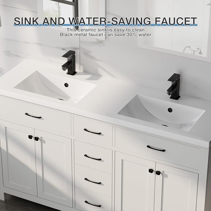 LUCKWIND 60" Bathroom Vanity and Sink Combo, Painted Modern Bathroom Storage - Image 5