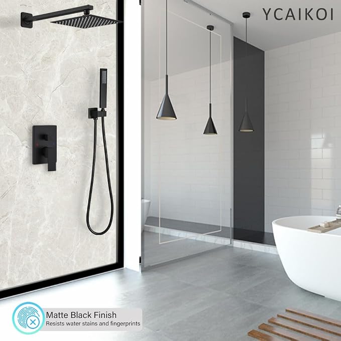 Matte Black Shower System YCAIKOI Wall Mount Shower Faucet Set - Image 2