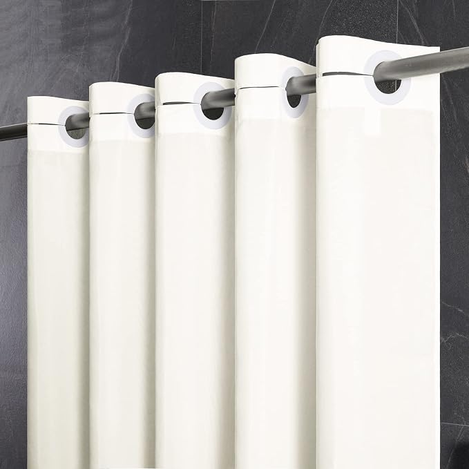 Furlinic No Hook Extra Long Shower Curtain 84 Length, Soft Fabric Bathroom by Furlinic