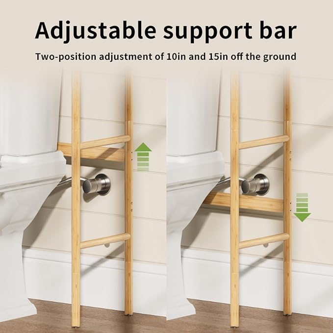 2 Tier Over The Toilet Organizer Rack Bamboo, Freestanding Bathroom Toilet - Image 6