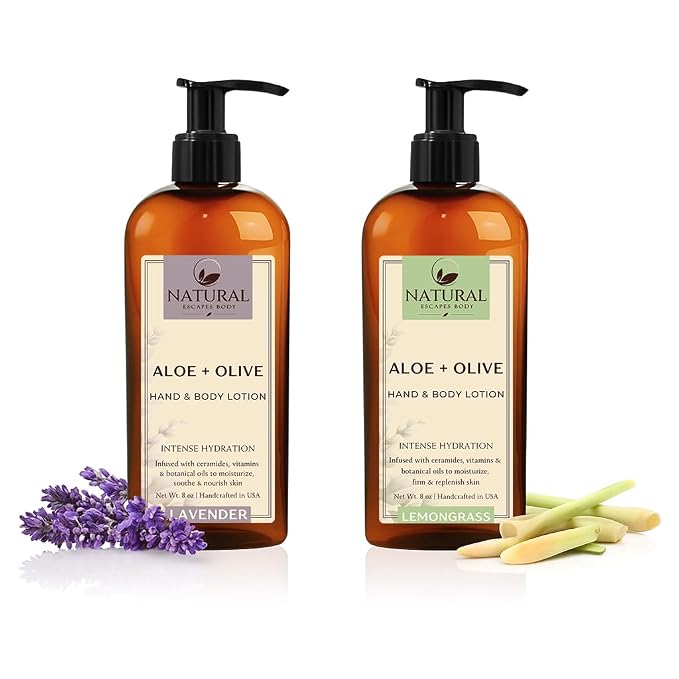 Natural Escapes Lavender & Lemongrass Body Lotion 2-Pack – Hydrating Hand & by NaturalEscapes