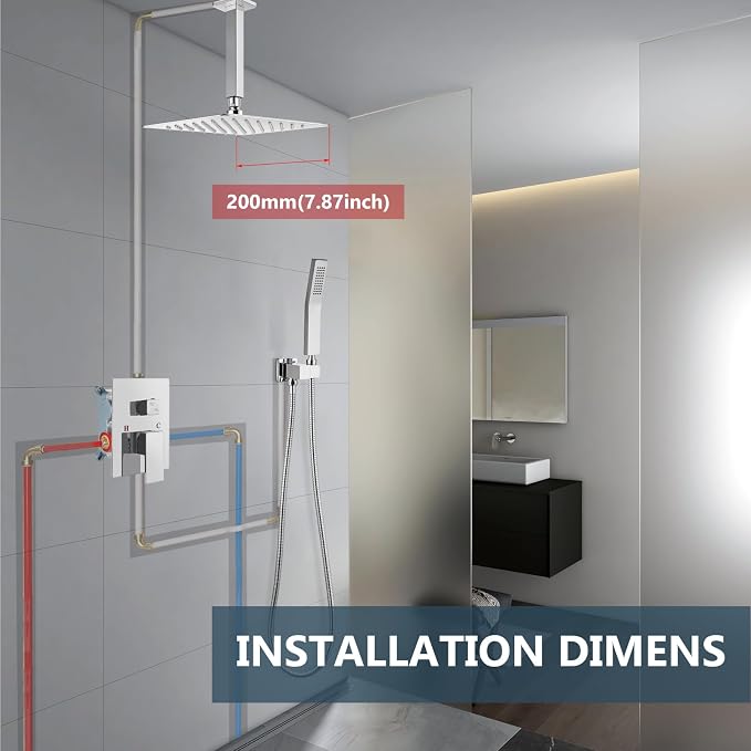 Aolemi Ceiling Mount Shower System Rain Shower Head - Image 9