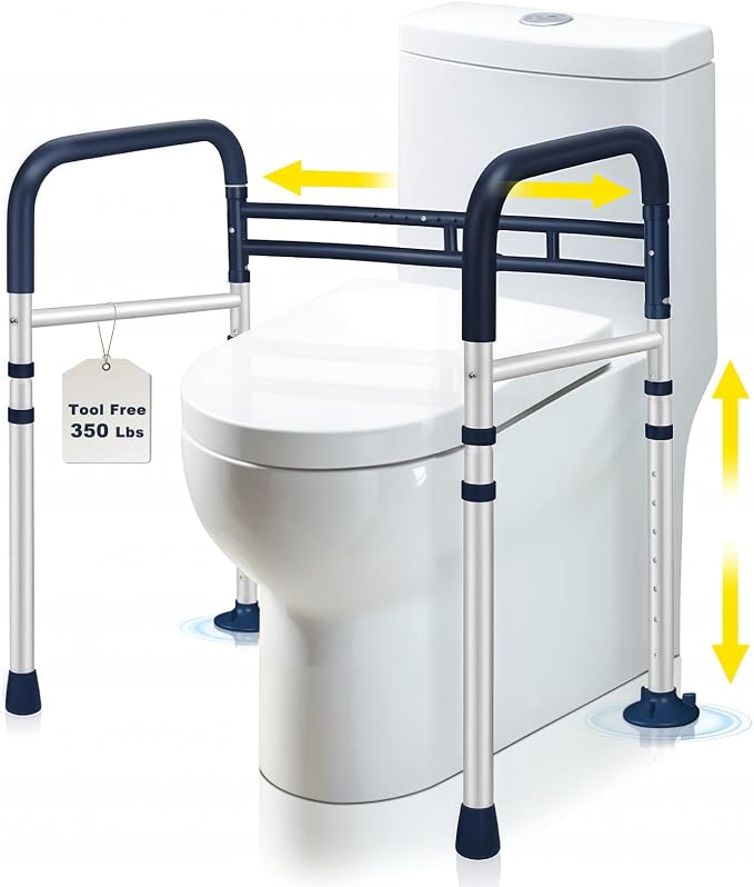 Toilet Safety Rails – Adjustable, Foldable Toilet Handle Frame by Coelineao