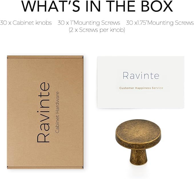 Ravinte 30 Pack Drawer Pulls 1-1/4 Inch Kitchen Cabinet Knobs Solid Round - Image 7