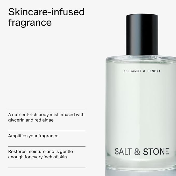 Salt & Stone Body Mist, Bergamot & Hinoki Scent, Skincare Infused Hair & Body - Image 4