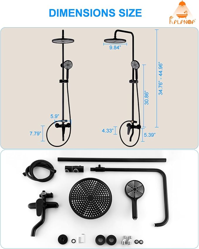 Outdoor Shower Fixture, 3 Functions Handle Tub Rainfall Shower Faucet Sets - Image 8