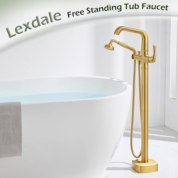 Luxury Free Standing Tub Faucet, Classic Brass Freestanding Bathtub Faucet - Image 2
