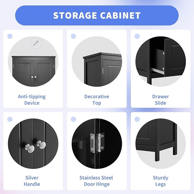 Tall Wide Storage Cabinet, Wood Kitchen Cabinet - Image 7