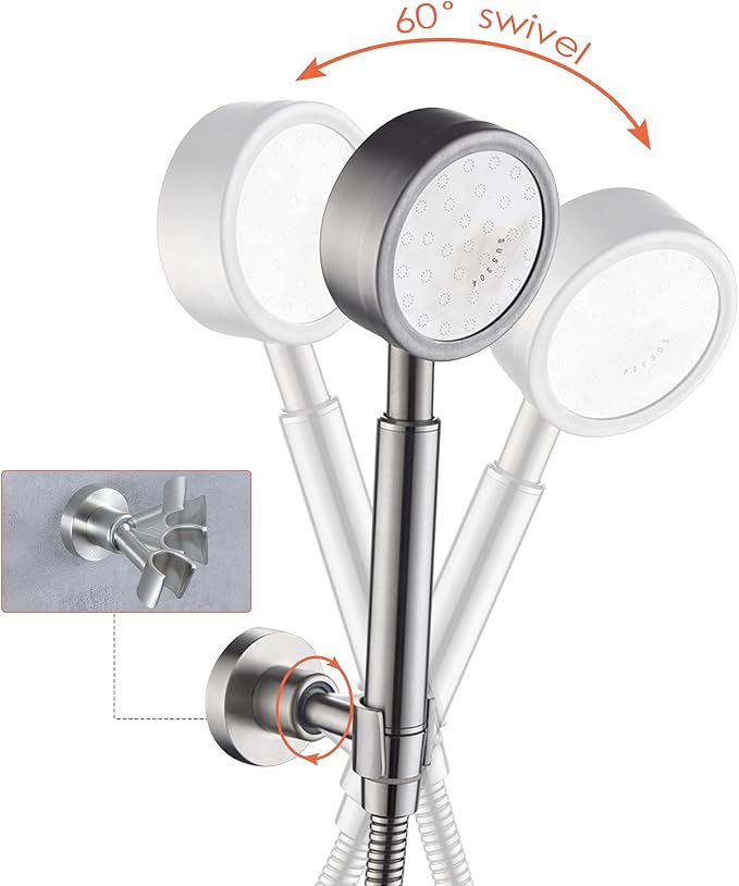 PHASAT Handheld Shower Head Holder Adjustable 304 Stainless Steel Handheld - Image 2