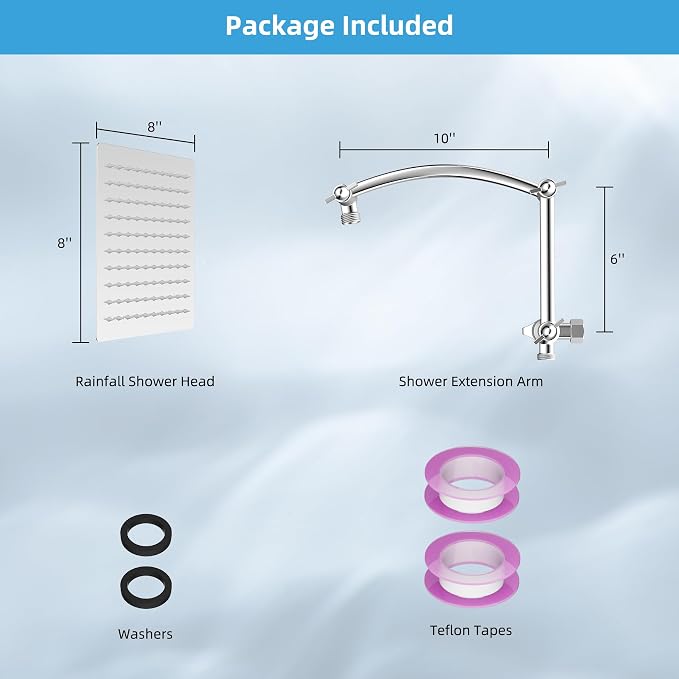 Hibbent All Metal Rain Shower Head, Solid Brass Adjustable Shower Arm Extender - Image 6