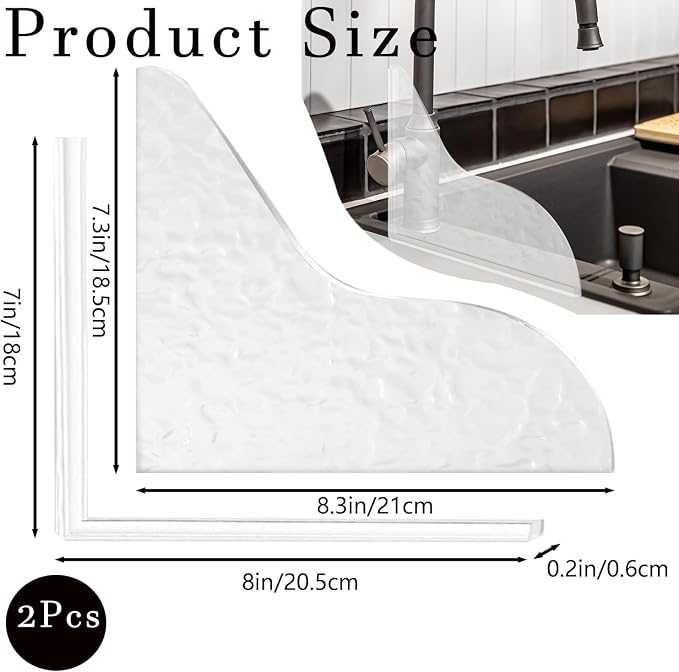 Shower Splash Guard Set Acrylic Shower Water Barrier Corner Splash Protector - Image 2