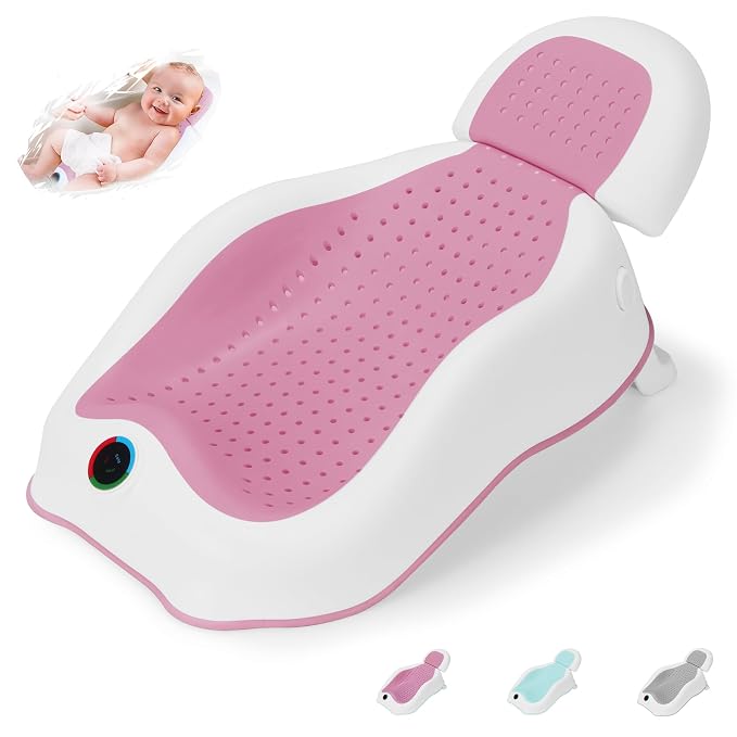 Baby Bath Support, with Thermometer-Adjustable Slope Newborn Bathtub, Baby tubs by WddbbBabyBathSeatStress-freebondingtimewithyourbaby