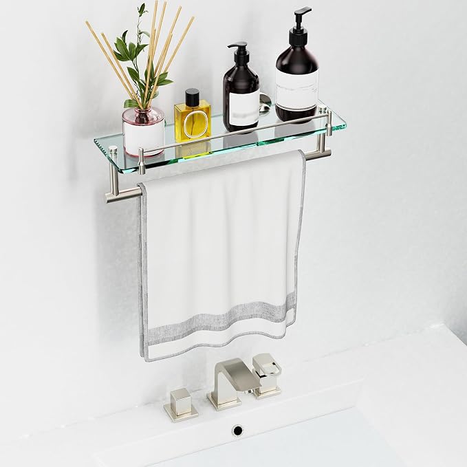 Floating Tempered Glass Bathroom Shelf - Image 2