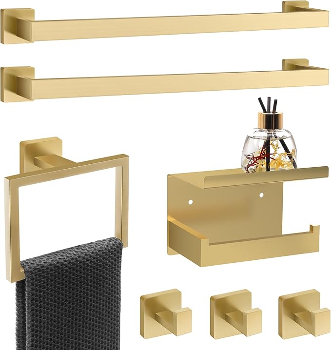 7 Piece Gold Bathroom Hardware Set by Dorudonatrox