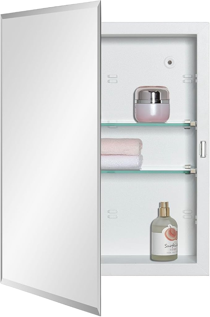 Bathroom Medicine Cabinet with Beveled Edge Mirrored Door 14 x 18 inch by MedicineCabinetsMirrors