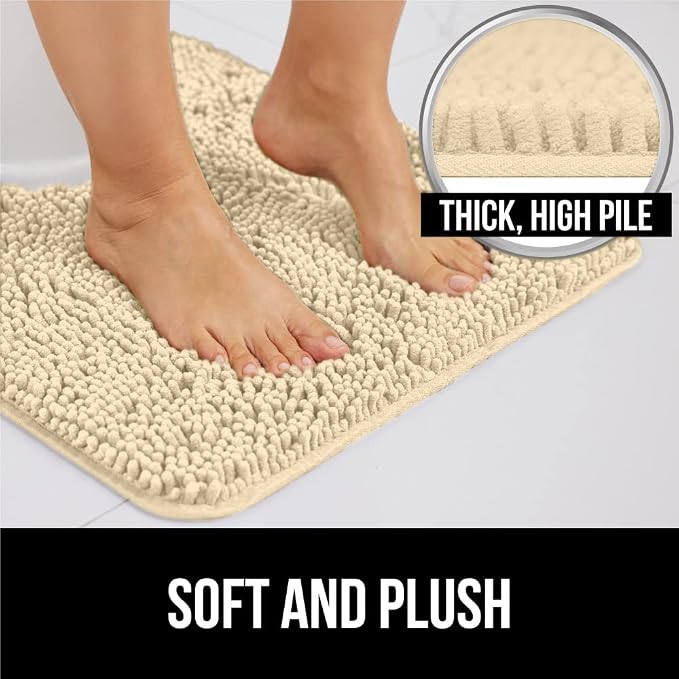 GORILLA GRIP Plush Absorbent Shaggy Chenille Bath Rug Mat - Image 3