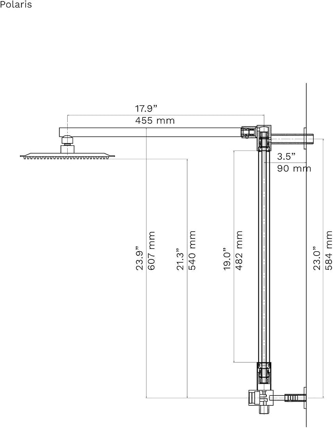 Fennocasa Polaris 1 Rain Shower System, includes 8” Rainfall Shower Head - Image 5