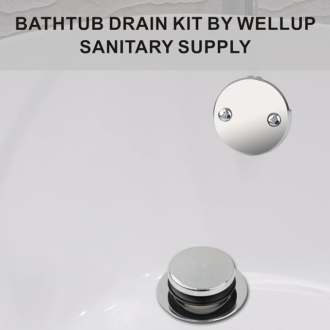 Chrome Tip Toe Bathtub Tub Drain Conversion Kit Assembly, Wellup Tub Drain Trim - Image 2