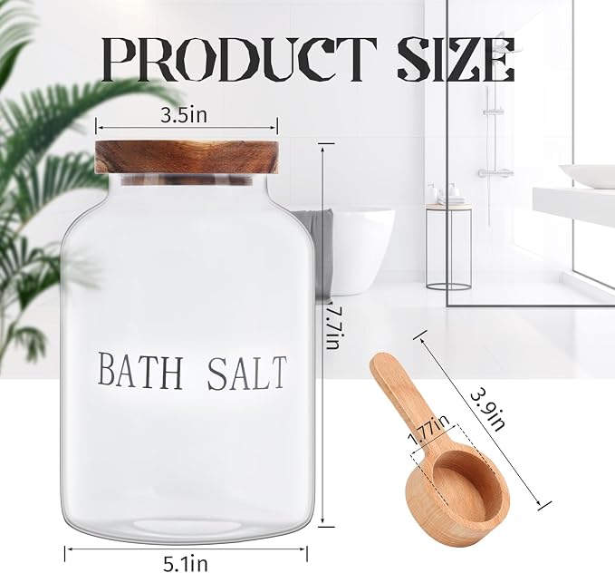 74 oz Glass Bath Salts Jar, Bath Salt Container - Image 2