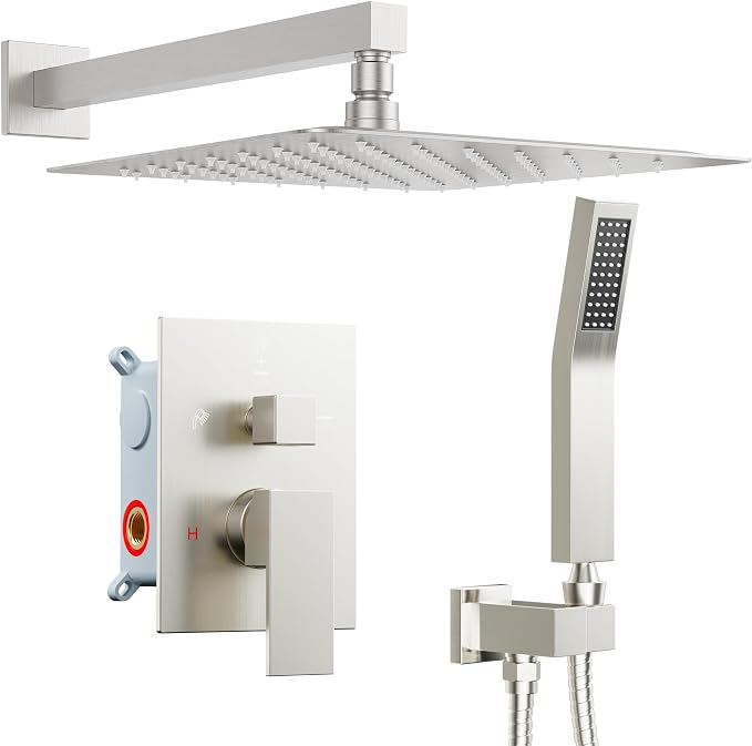 Rain Shower System Brushed Nickel, Starbath 12“ Rainfall Shower Head - Image 9