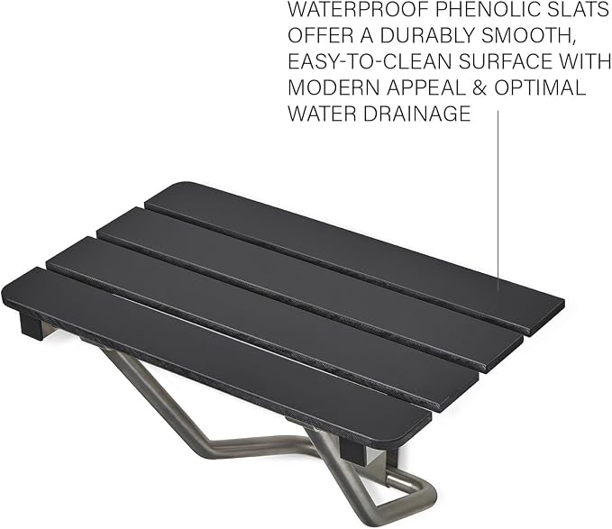 28-inch x 15-inch ADA Folding Wall Mount Bathroom Shower Seat Bench - Image 5