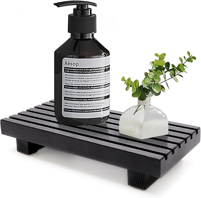 Small Black Bathroom Decor Tray by Renawe