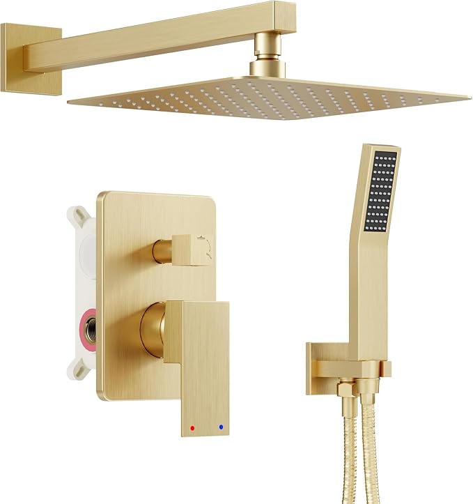 Gold Shower System, Shower Faucet Set by HOMGOO