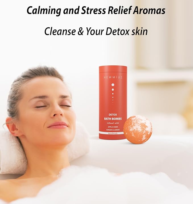 Natural Detox Bubble Bath Bombs Apple Cider Ginger Lemon Essential Oils Cleanse - Image 2