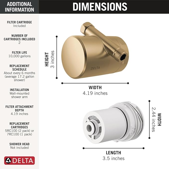Delta Faucet Clarifi Standard Shower Filter Attachment Gold - Image 7