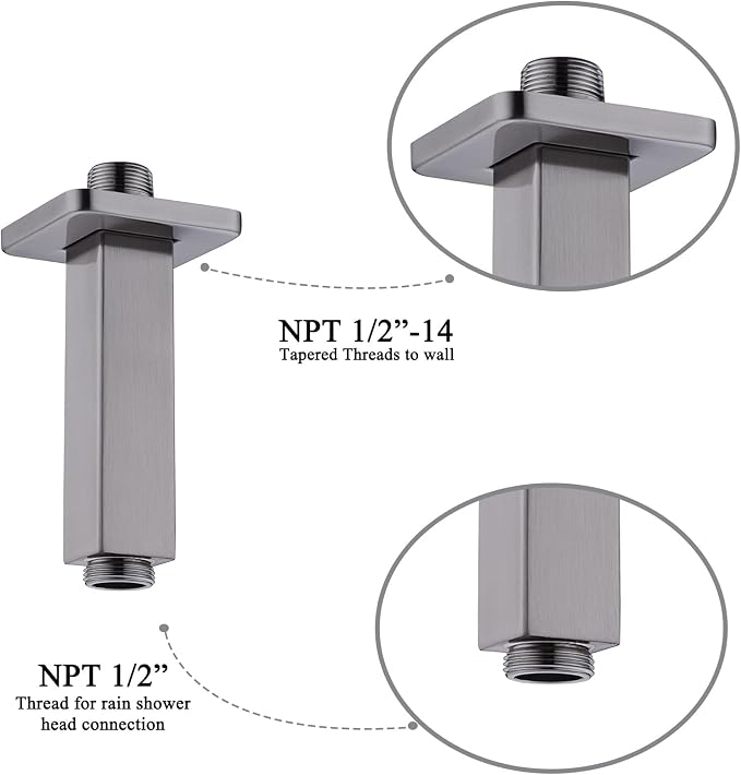 4 Inch Shower Arm with Flange, BSTIIU Ceiling Mounted Square Shower Head - Image 3