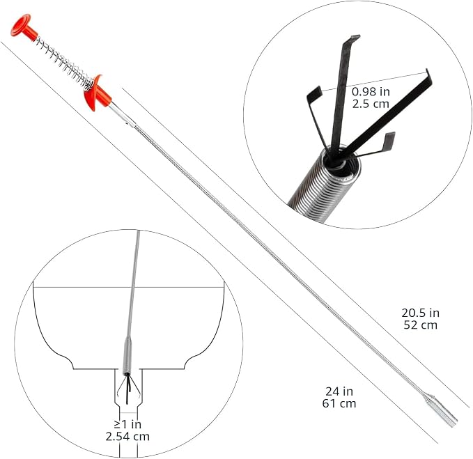 Amazon Basics Drain Clog Remover Tool, Includes 5 Plastic and 1 Stainless Drain - Image 3