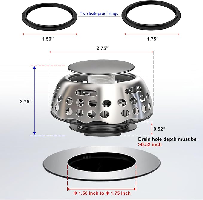 Bathtub Drain Stopper, Pop Up Tub Stopper - Image 2