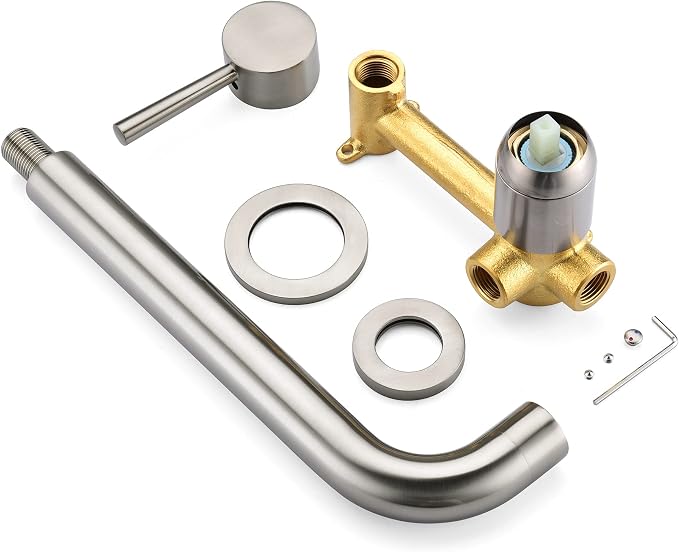 SUMERAIN Bathroom Brushed Nickel Wall Mount Tub Faucet Single Lever Handle - Image 7