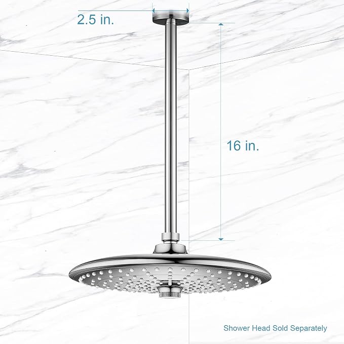 OFFO Shower Arm with Flange, 16 in Ceiling Mount Replacement Rain Shower Head - Image 5