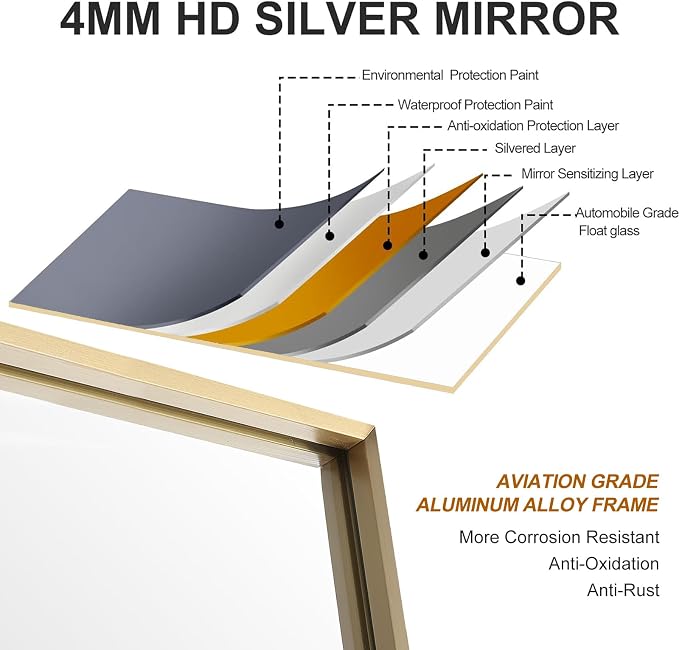 24x32 Inch Gold Bathroom Mirror - Image 6