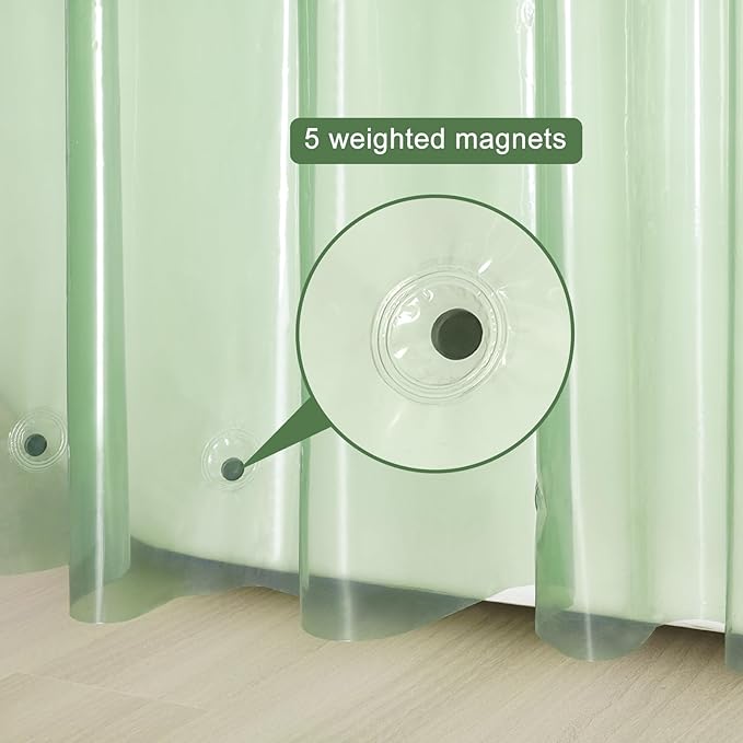 UFRIDAY Green Clear 72 x 84 Shower Curtain Liner, Extra Long Clear Shower - Image 4