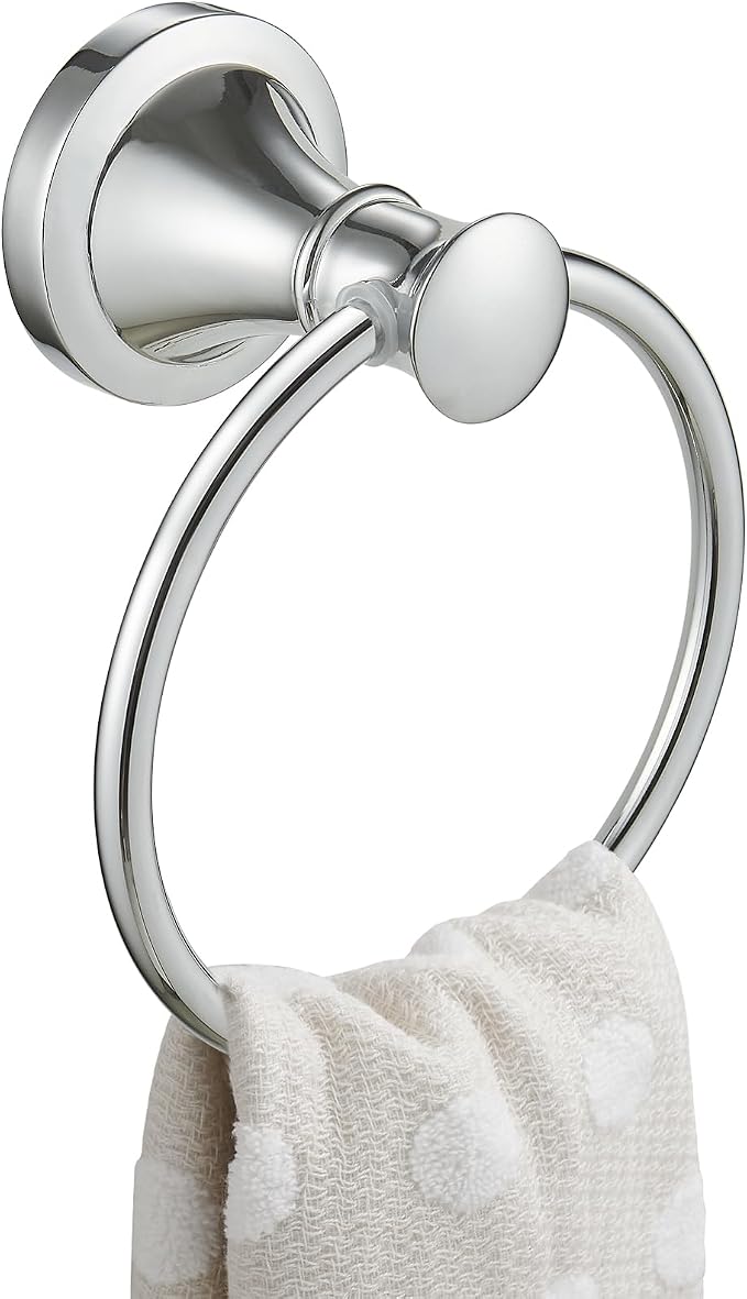 BESy Polished Chrome Bathroom Hand Towel Ring Towel Holder, Rustproof Wall by BESy