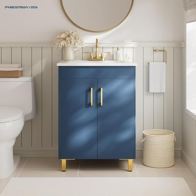 phiestina Blue Fully Pre-Assembled 24 Inch Bathroom Vanity - Image 8
