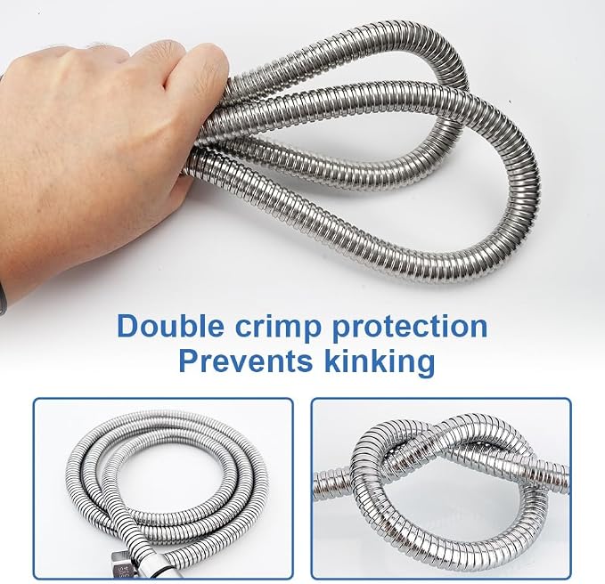 59 Inch Shower Hose, Chrome Kink Free Stainless Steel Handheld Shower Head Hose - Image 3