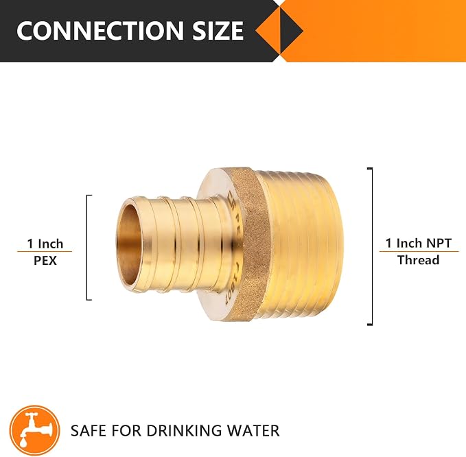 10-Pack HeSun PEX Fittings, Brass Crimp Male Adapter Fitting, ASTM F1807 - Image 2