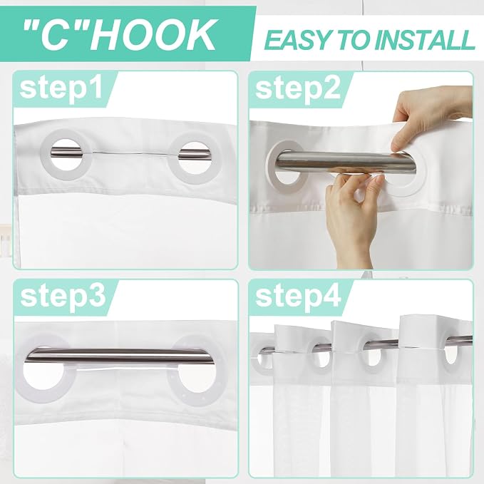 No Hook Shower Curtain Set - Image 6